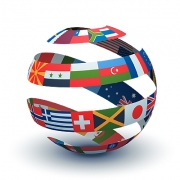 flags forming a globe